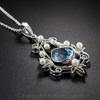 Edwardian Platinum Aquamarine Necklace