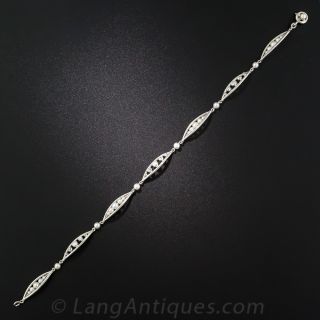 Edwardian Platinum, Diamond and Pearl Bracelet