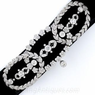 Edwardian Platinum, Diamond Black Velvet Choker Necklace