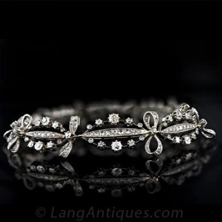 Edwardian Platinum Diamond Bow Bracelet
