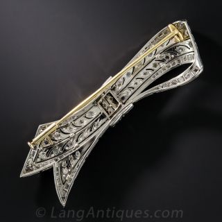 Edwardian Platinum Diamond Bow Brooch - Austrian