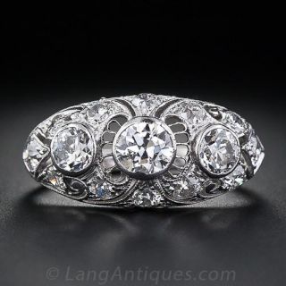 Edwardian Platinum  Diamond Dome Ring