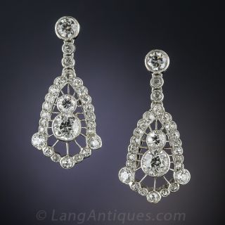 Edwardian Platinum Diamond Drop Earrings