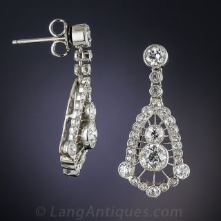 Edwardian Platinum Diamond Drop Earrings