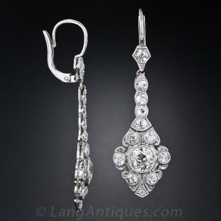 Edwardian Platinum Diamond Drop Earrings