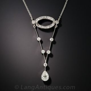 Edwardian Platinum Diamond Drop Necklace