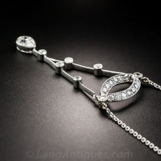 Edwardian Platinum Diamond Drop Necklace