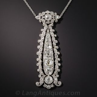 Edwardian Platinum Diamond Lavaliere - 1