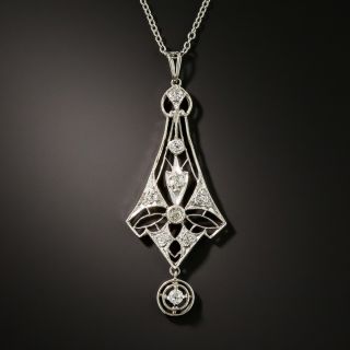 Edwardian Platinum Diamond Lavalière  - 2