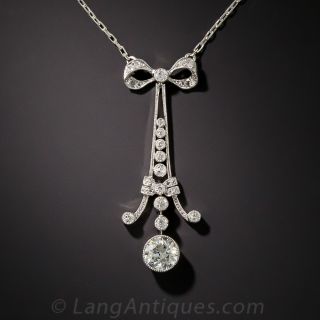 Edwardian Platinum Diamond Lavaliere