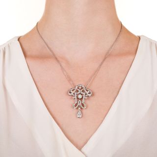 Edwardian Platinum Diamond Pendant Necklace