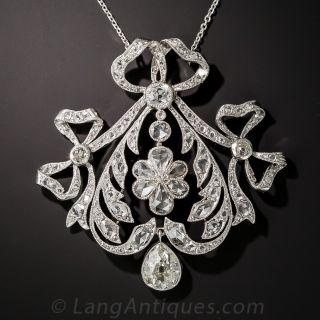 Edwardian Platinum Diamond Pendant Necklace  - 1