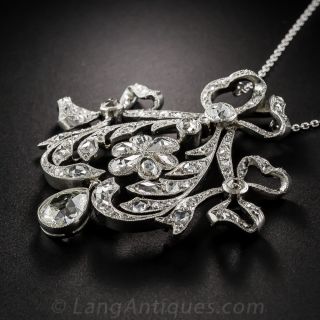 Edwardian Platinum Diamond Pendant Necklace 