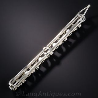 Edwardian Platinum Natural Pearl and Diamond Barrette