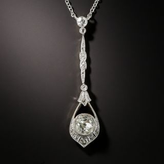 Edwardian Platinum on Gold Diamond Lavallière - 1