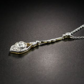 Edwardian Platinum on Gold Diamond Lavaliere