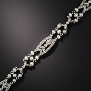 Edwardian Platinum Pearl and Diamond Bracelet - 1