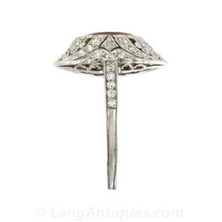 Edwardian Platinum  Ruby and Diamond Ring