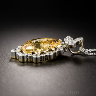 Edwardian Precious Topaz and Diamond Pendant