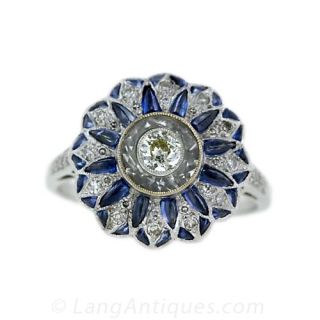 Edwardian Diamond Sapphire Dinner Ring 
Edwardian Jewelry 