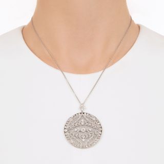 Edwardian Round Diamond Platinum Pendant