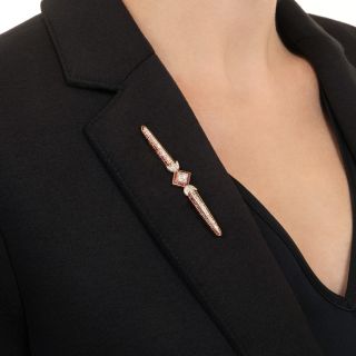 Edwardian Ruby and Diamond 18K Bar Pin