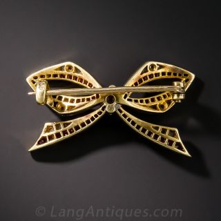 Edwardian Ruby and Diamond Bow Pin