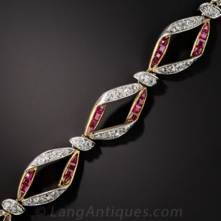Edwardian Ruby and Diamond Bracelet
