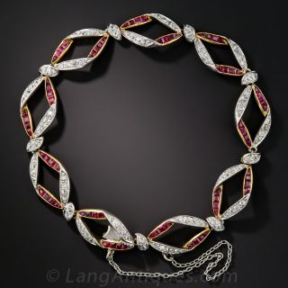 Edwardian Ruby and Diamond Bracelet