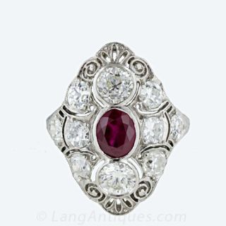 Edwardian Ruby and Diamond Dinner Ring