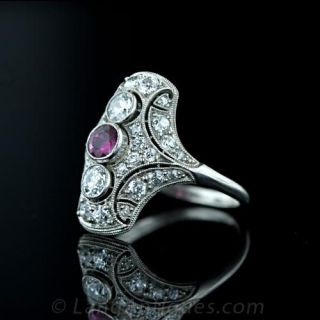 Edwardian Ruby and Diamond Dinner Ring