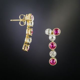 Edwardian 'Ruby' and Diamond Drop Earrings