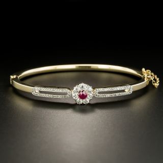 Edwardian Ruby and Diamond Bangle Bracelett - 2