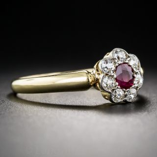 Edwardian Ruby and Diamond Flower Ring