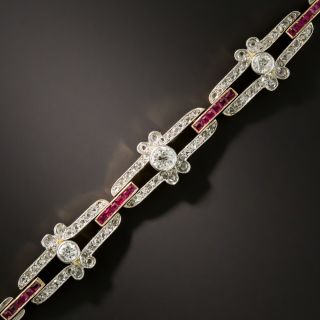 Edwardian Ruby and Diamond Link Bracelet - 2