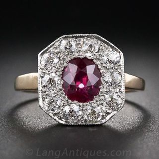 Edwardian Ruby and Diamond Ring
