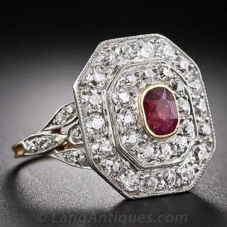 Edwardian Ruby and Diamond Ring