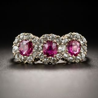 Edwardian Ruby and Diamond Three-Stone Ring