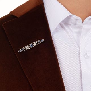 Edwardian Sapphire and Diamond Bar Pin by Allsopp & Allsopp