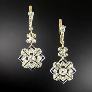 Edwardian Sapphire* and Diamond Dangle Earrings - 2
