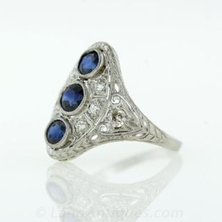 Edwardian Sapphire and Diamond Dinner Ring