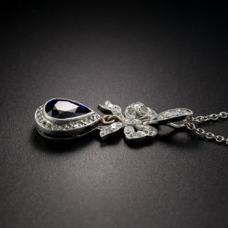 Edwardian Sapphire and Diamond Drop Pendant