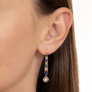 Edwardian Sapphire and Diamond Earrings