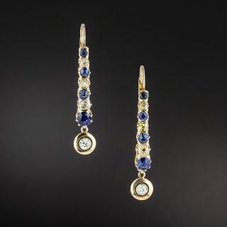 Edwardian Sapphire and Diamond Earrings - 2