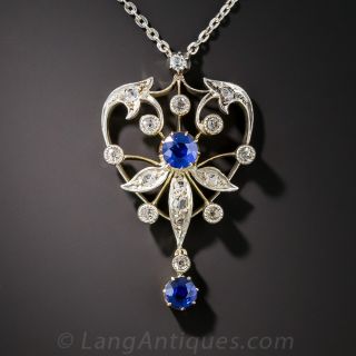 Edwardian Sapphire and Diamond Pendant