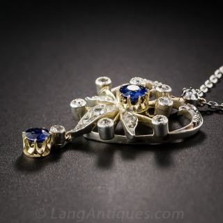 Edwardian Sapphire and Diamond Pendant