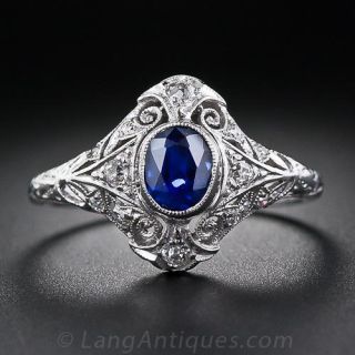 Edwardian Sapphire and Diamond Ring