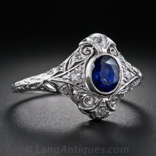 Edwardian Sapphire and Diamond Ring