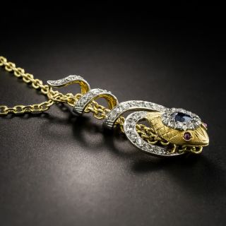 Edwardian Sapphire and Diamond Snake Slide Chain