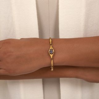 Edwardian Sapphire and Rose-Cut Diamond Bracelet